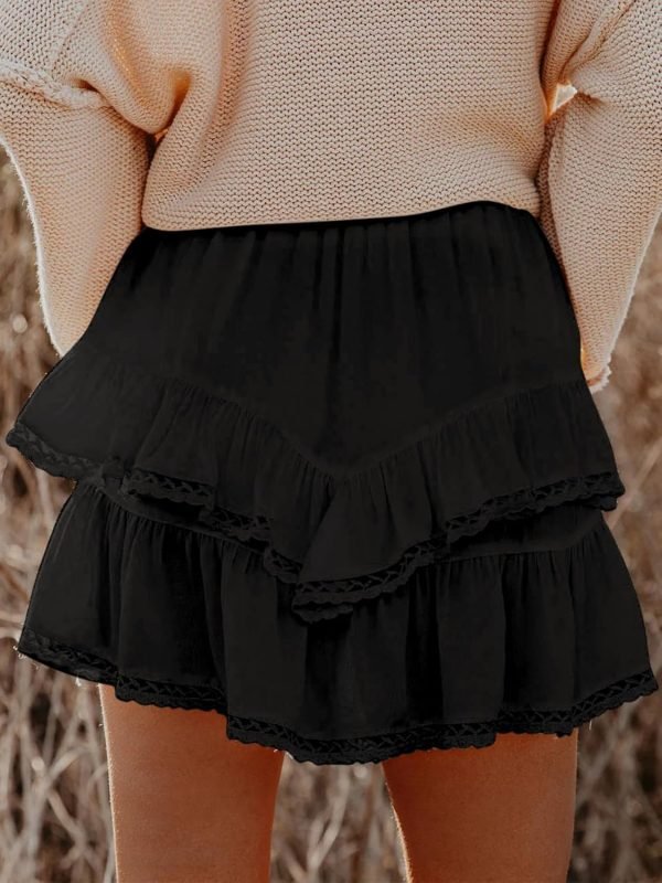 Jngrtsyjvip Fashion Shorts for Women Casual Boho Ruffle Tiered Skorts High Waist Mini Skirts Golf Tennis Crochet Shorts
