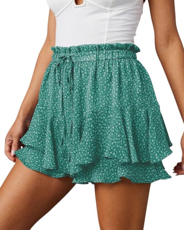 Jngrtsyjvip Fashion Shorts for Women Casual Boho Floral Skorts Ruffle Mini Skirts Running Tennis Butterfly Shorts Chiffon Shorts