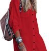 Jngrtsyjvip Fashion   Women's Swimsuit Cover Up Summer Beachwear Button Down Shirt Bikini Bathing Suit Beach Coverup Mini Dresses