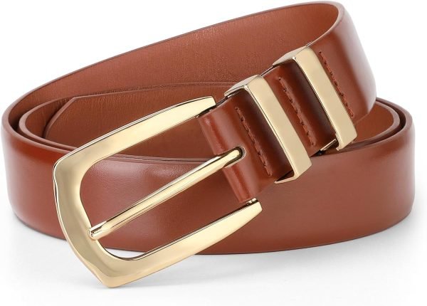 Jngrtsyjvip Fashion  Plus Size Women's Leather Belts for Jeans Pants Fashion Ladies Black Belt with Gold Buckle