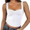 Jngrtsyjvip Fashion Women Sleeveless Sexy Backless Going Out Crop Top Y2K Strappy Ruched Tank Top Summer Tight Slim Fit Cute Tops