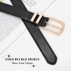 Jngrtsyjvip Fashion  Plus Size Women's Leather Belts for Jeans Pants Fashion Ladies Black Belt with Gold Buckle