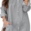 71FogGOzReL._AC_SL1500 Jngrtsyjvip Fashion Womens Button Down Shirt Dresses with Pockets Cotton Striped Shirts Collared Tunics Long Sleeve High Low Blouse Tops