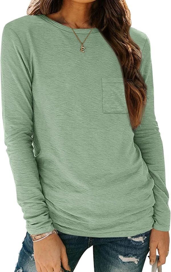 Jngrtsyjvip Fashion   Long Sleeve Shirts for Women 2024 Fall Fashion Crewneck Loose Fit Casual Tops Trendy Basics Outfits Clothes