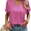 Jngrtsyjvip Fashion Women's Tshirts V Neck Short Sleeve Summer Tops Casual Basic Tee Shirts