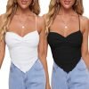 Jngrtsyjvip Fashion Women's Criss Cross Backless Strappy Asymmetrical Hem Crop Cami Top
