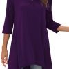 Jngrtsyjvip Fashion   Women's 3/4 Sleeve Notch V Neck High Low Loose Fit Long Tunic Tops Shirts Blouses M-3XL