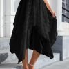 Jngrtsyjvip Fashion  Women's Lace Overlay Elastic Waist Asymmetrical High Low A Line Long Skirt
