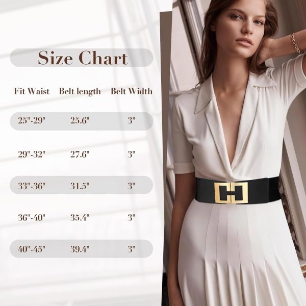 Jngrtsyjvip FashionWide Waist Belts for Women Dresses Vintage Elastic Belts Fashion Stretchy Belt with Gold Buckle