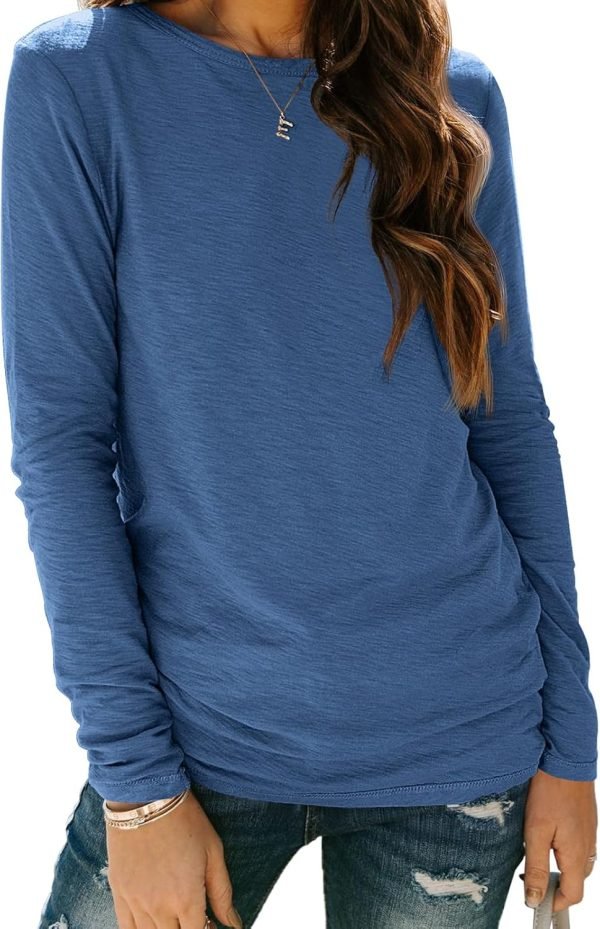 Jngrtsyjvip Fashion   Womens Long Sleeve Round Neck Shirts Basic Tee Fall Tops Outfits Clothes 2024