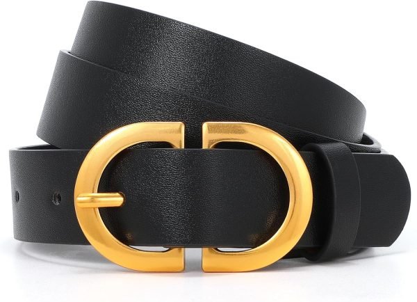 Jngrtsyjvip Fashion  Women Leather Belt for Jeans Pants Dress Fashion Ladies Belts with Gold Buckle White Waist Belt Small to Plus Size