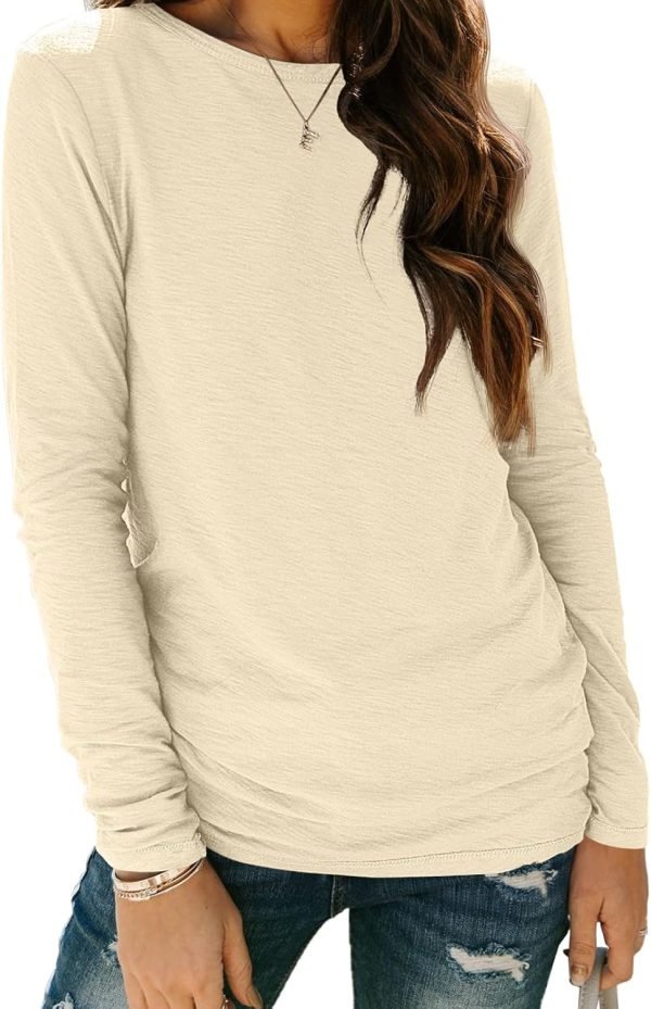 Jngrtsyjvip Fashion   Womens Long Sleeve Round Neck Shirts Basic Tee Fall Tops Outfits Clothes 2024