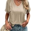 Jngrtsyjvip Fashion Women's Tshirts V Neck Short Sleeve Summer Tops Casual Basic Tee Shirts