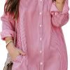 71JPlQ8mbaL._AC_SL1500 Jngrtsyjvip Fashion Womens Button Down Shirt Dresses with Pockets Cotton Striped Shirts Collared Tunics Long Sleeve High Low Blouse Tops