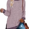 71JaNyRMxiL._AC_SL1500 Jngrtsyjvip Fashion Womens Crewneck Pullovers Color Block Long Sleeve Side Split Tunic Tops