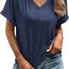 Jngrtsyjvip Fashion Women's Tshirts V Neck Short Sleeve Summer Tops Casual Basic Tee Shirts