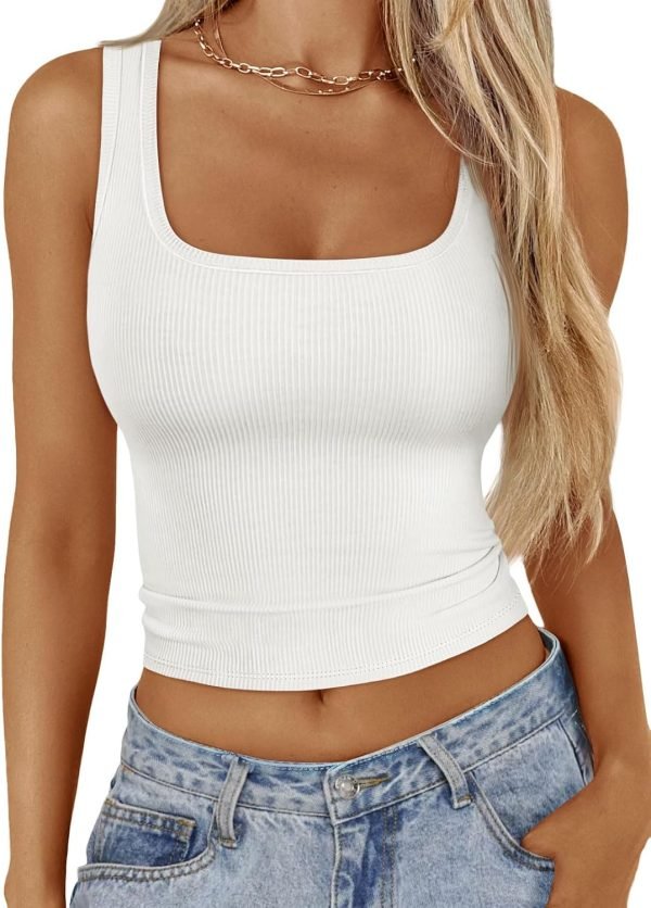 71LyiZDuEPL._AC_SL1500 Jngrtsyjvip Fashion Womens Square Neck Ribbed Tank Tops Sleeveless Crop Tops Summer Clothes