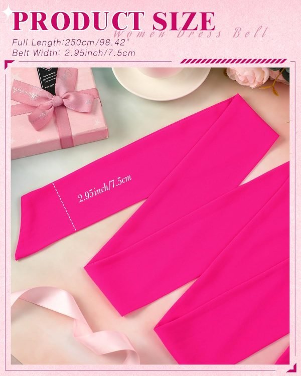 Jngrtsyjvip FashionWomen Chiffon Sash Belt Dress Sash Waist Bridal Wedding Belt 50s Belt Accessories 3'' Wide