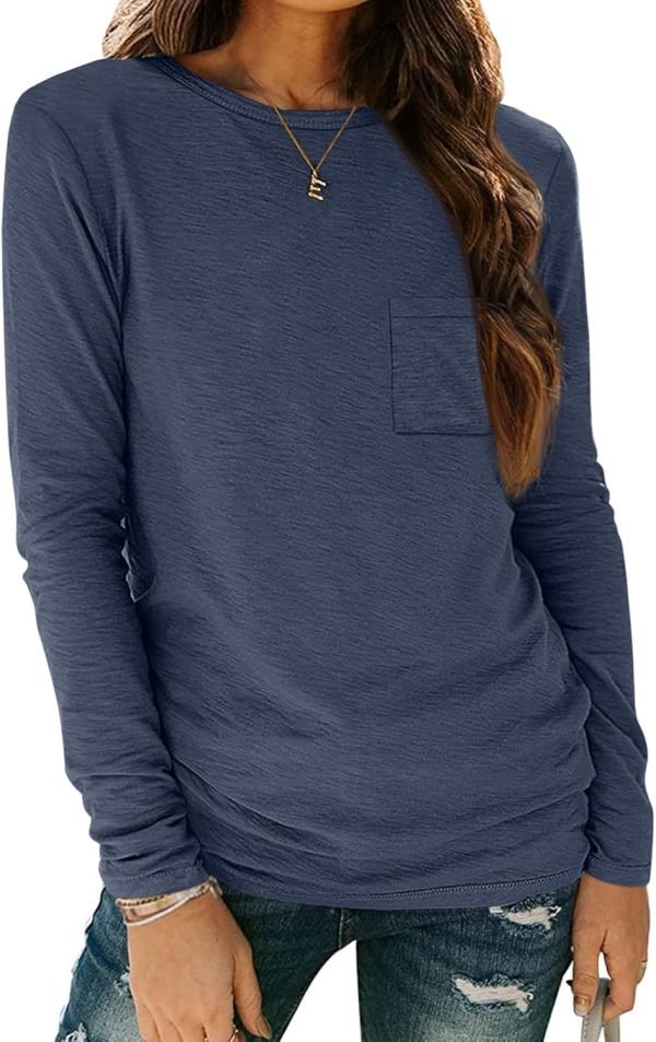 Jngrtsyjvip Fashion   Long Sleeve Shirts for Women 2024 Fall Fashion Crewneck Loose Fit Casual Tops Trendy Basics Outfits Clothes