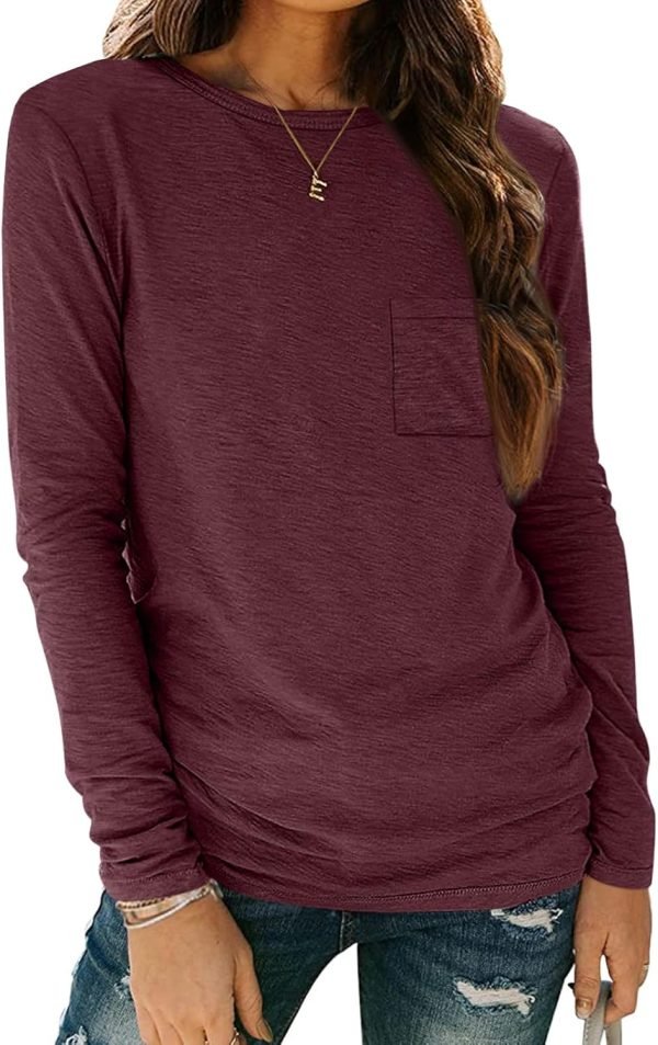 Jngrtsyjvip Fashion   Long Sleeve Shirts for Women 2024 Fall Fashion Crewneck Loose Fit Casual Tops Trendy Basics Outfits Clothes