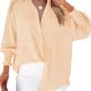 Jngrtsyjvip Fashion Women's Smocked Cuffed Striped Boyfriend Shirt with Pocket Casual Collar Long Sleeve Blouse Tops for Pocket Shirred