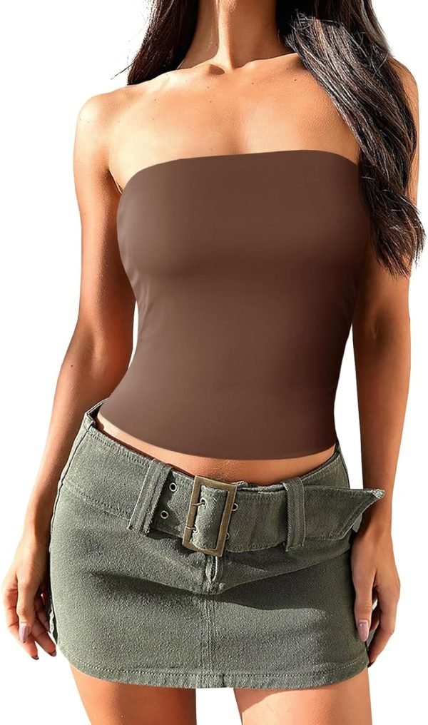 71Pk-t4EfqL._AC_SL1500 Jngrtsyjvip Fashion Womens Summer Tube Tops Strapless No Pad Clubwear Y2K Going Out Stretchy Basic Casual Cami Tops
