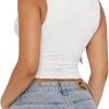 Jngrtsyjvip Fashion Womens Sexy V-Neck Sleeveless Double Lined Going Out Y2K Trendy Lace Cropped Tank Tops