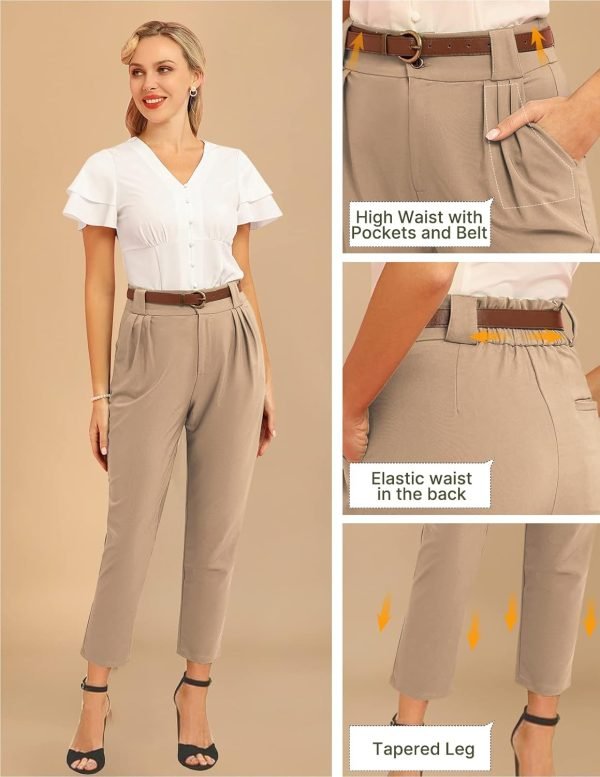 Jngrtsyjvip Fashion  Women's High Waisted Stretch Dress Pants Casual Business Work Trouser Pants with Pockets&Belt