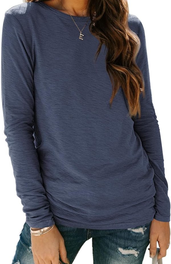 Jngrtsyjvip Fashion   Womens Long Sleeve Round Neck Shirts Basic Tee Fall Tops Outfits Clothes 2024