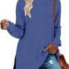Jngrtsyjvip Fashion  Womens Casual Long Sleeve T Shirts Casual Blouses Trendy Tops Side Split Tunics