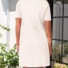 Jngrtsyjvip Fashion  Women's Knit Bodycon Sweater Dress Button Short Sleeve Crew Neck Elegant Formal Mini Dress Wedding Dress