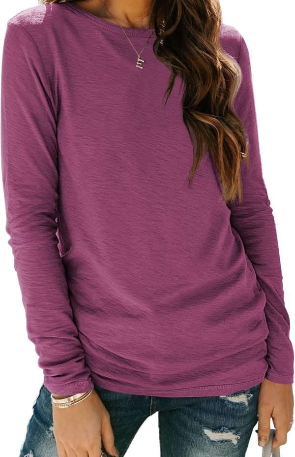 Jngrtsyjvip Fashion   Womens Long Sleeve Round Neck Shirts Basic Tee Fall Tops Outfits Clothes 2024