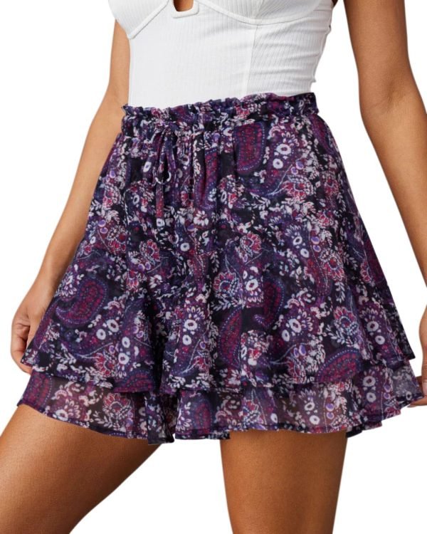 Jngrtsyjvip Fashion Shorts for Women Casual Boho Floral Skorts Ruffle Mini Skirts Running Tennis Butterfly Shorts Chiffon Shorts