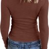 71UsbEsAHVL._AC_SL1500 Jngrtsyjvip Ribbed women’s shirts Fashion Womens Long Sleeves Ribbed Knit Tunic Shirts Scoop Neck Button Down Tops Casual Henley Tee Shirt Slim Fit Blouses
