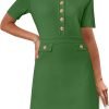 Jngrtsyjvip Fashion  Women's Knit Bodycon Sweater Dress Button Short Sleeve Crew Neck Elegant Formal Mini Dress Wedding Dress