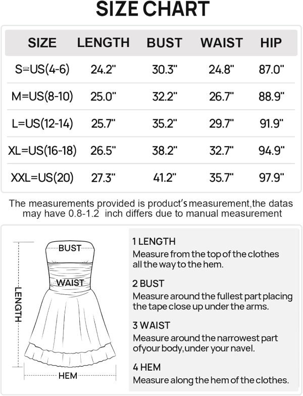 Jngrtsyjvip Fashion  Women's 2024 Summer Strapless Tube Dress Sexy Off Shoulder Ruffle Tiered Flowy Mini Dresses