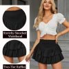 Jngrtsyjvip Fashion  Women's High Waist Ruffle Flowy Mini Skirts Stretchy Lined Layered Pleated Casual Beach Short Skirt