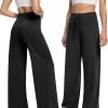 Jngrtsyjvip Fashion  Soft Black  Pants for Women, Wide Leg Comfy Casual Lounge Yoga Capri Pants 22'' / 30''