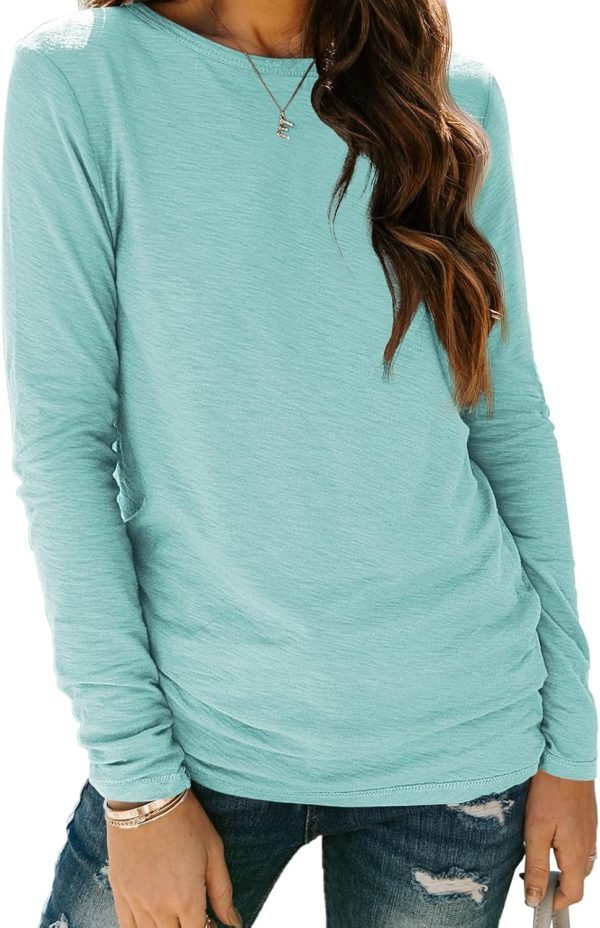 Jngrtsyjvip Fashion   Womens Long Sleeve Round Neck Shirts Basic Tee Fall Tops Outfits Clothes 2024