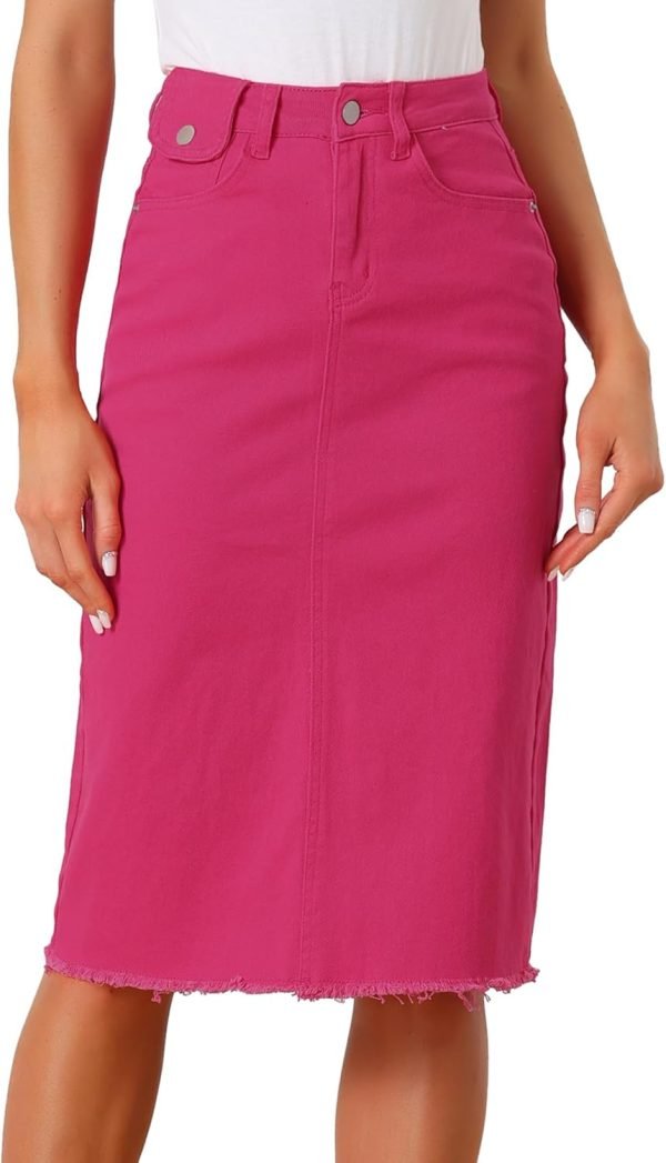 Jngrtsyjvip Fashion Women's Casual Jean Skirt High Waist Back Slit Stretch Denim Skirts