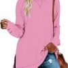 Jngrtsyjvip Fashion  Womens Casual Long Sleeve T Shirts Casual Blouses Trendy Tops Side Split Tunics