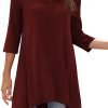 Jngrtsyjvip Fashion   Women's 3/4 Sleeve Notch V Neck High Low Loose Fit Long Tunic Tops Shirts Blouses M-3XL