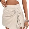 71XbXlUA6CL._AC_SL1500 Jngrtsyjvip Fashion Women's High Waisted Fringe Trim Skort Ring Linked Wrap Casual Skirt Shorts