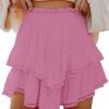 Jngrtsyjvip Fashion Shorts for Women Casual Boho Ruffle Tiered Skorts High Waist Mini Skirts Golf Tennis Crochet Shorts
