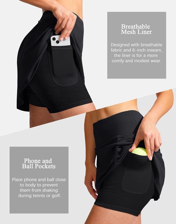 Jngrtsyjvip Fashion 19" Golf Skorts Skirts for Women Zipper Pockets Knee Length Skort Women's High Waist Athletic Tennis Skirt