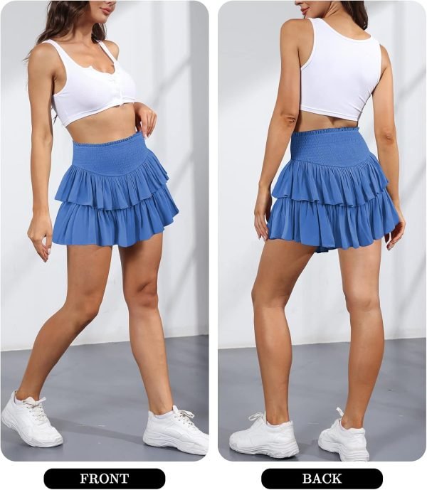 Jngrtsyjvip FashionWomen's Cute High Waist Ruffle Mini Skirt Layered Ruffle Hem Flared Flowy Casual Swing Beach Mini Short Skirt