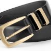 Jngrtsyjvip Fashion  Plus Size Women's Leather Belts for Jeans Pants Fashion Ladies Black Belt with Gold Buckle