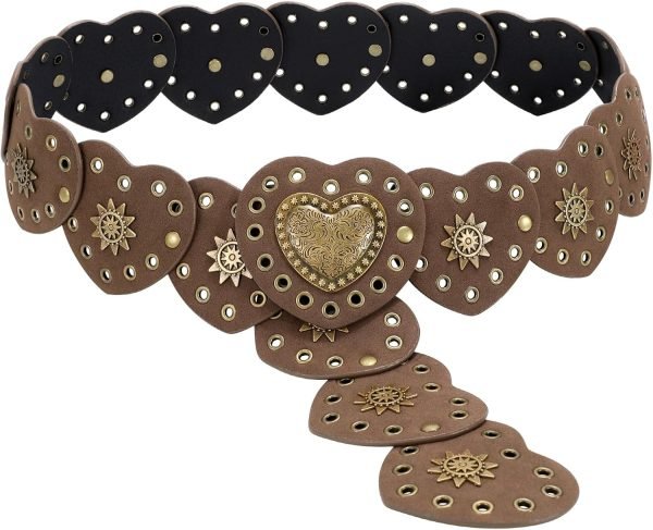 71ZCtzfzXsL._AC_SL1500 Jngrtsyjvip Fashion Western Belts for Women Wide Hollow Disc Leather Belt Cowgirl Waist Belt for Jeans Dresses with Metal Buckle