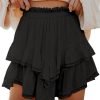 Jngrtsyjvip Fashion Shorts for Women Casual Boho Ruffle Tiered Skorts High Waist Mini Skirts Golf Tennis Crochet Shorts