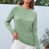 Jngrtsyjvip Fashion   Womens Long Sleeve Round Neck Shirts Basic Tee Fall Tops Outfits Clothes 2024